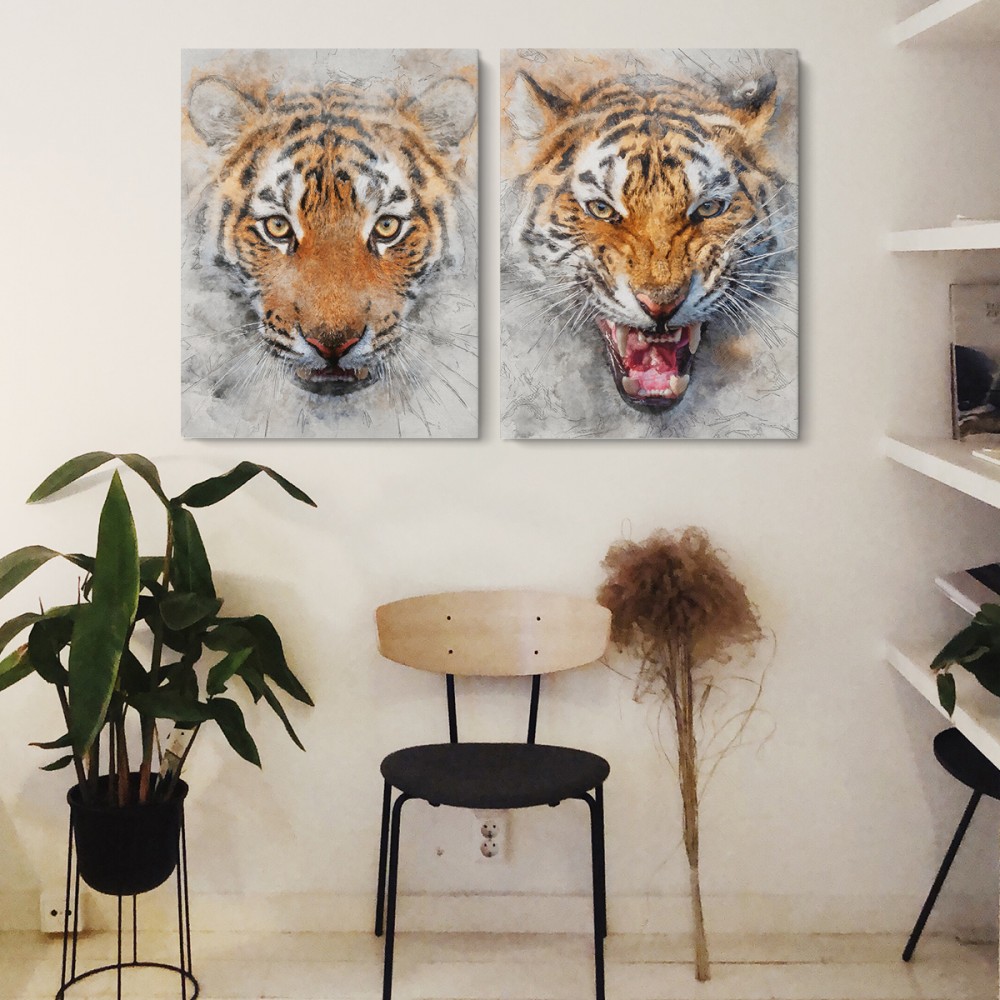 

Модульная картина из двух частей Tigers 93x60 см
