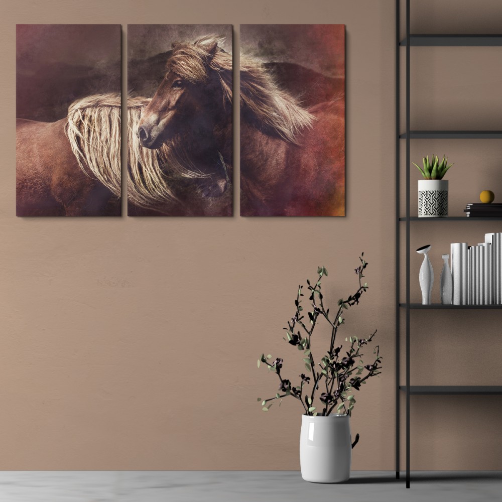 

Модульная картина из трех частей Horse love 96x60 см