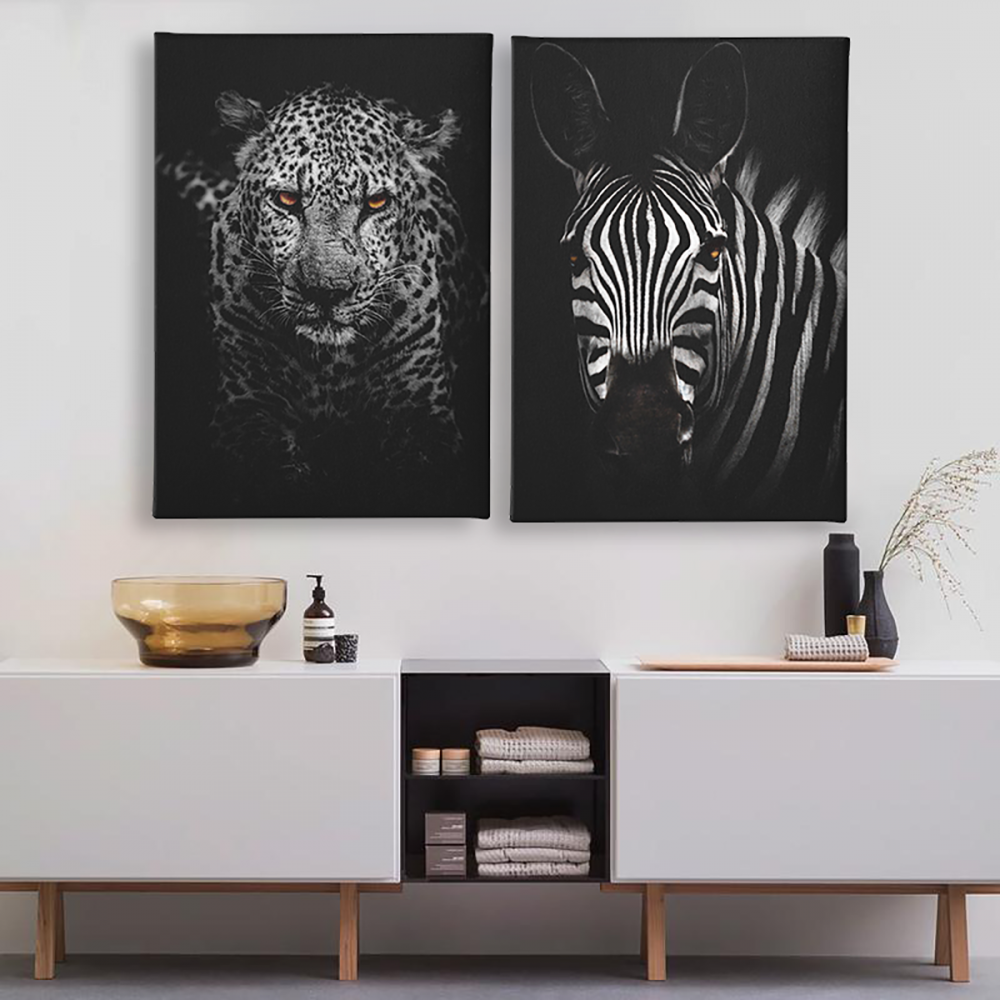 

Модульная картина из двух частей Зебра и Леопард 123x80 см
