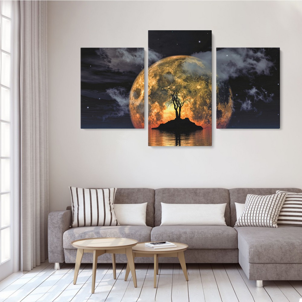 

Модульная картина из трех частей Moon tree 96x60 см