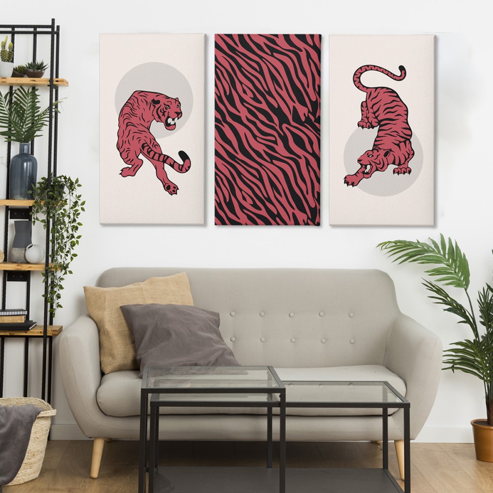 

Модульная картина из трех частей Tigers dance 156x100 см