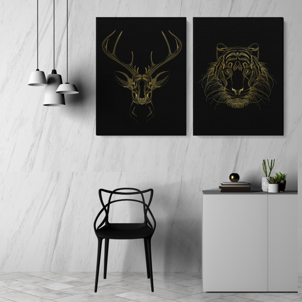

Модульная картина из двух частей Golden Animals 93x60 см