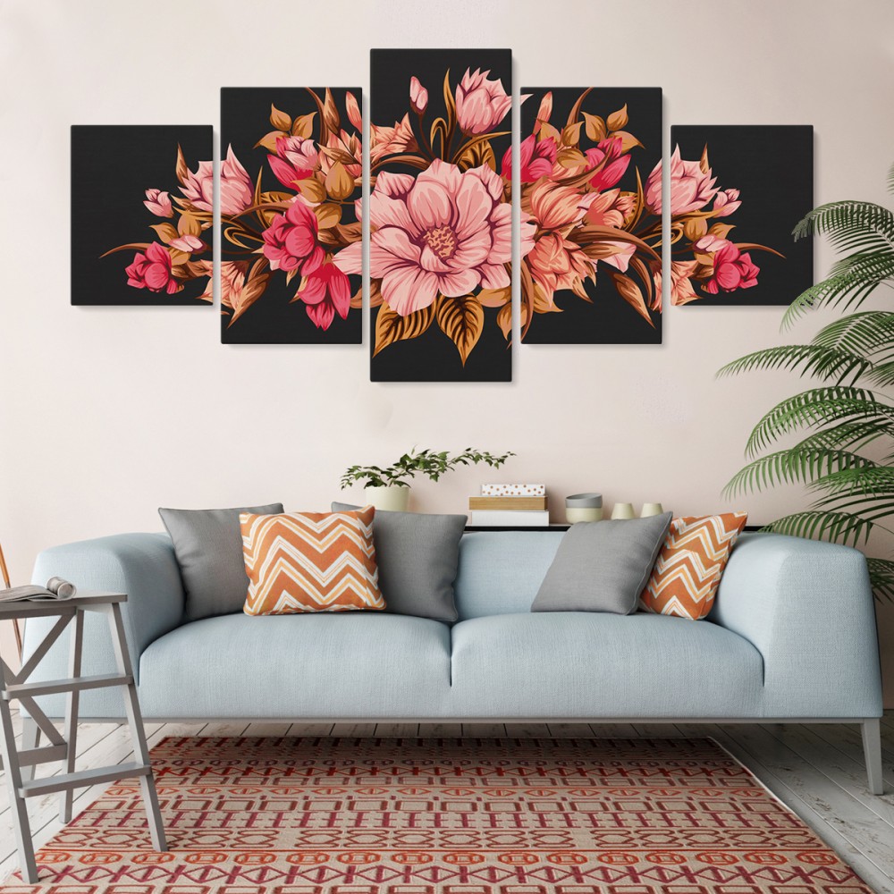 

Модульная картина из пяти частей Beautiful flowers 162x80 см