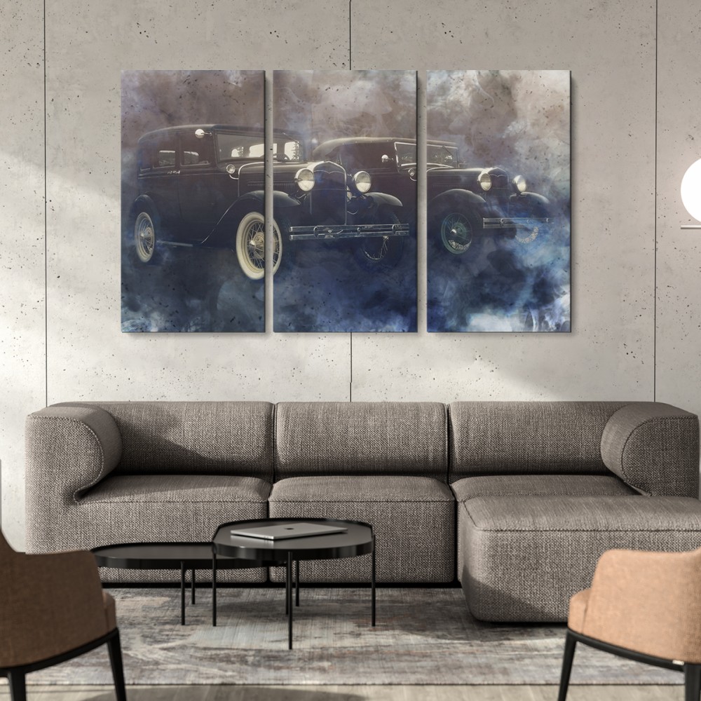 

Модульная картина из трех частей Ретро машины 156x100 см