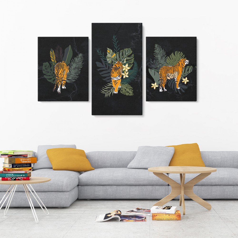 

Модульная картина из трех частей Тигры 96x60 см