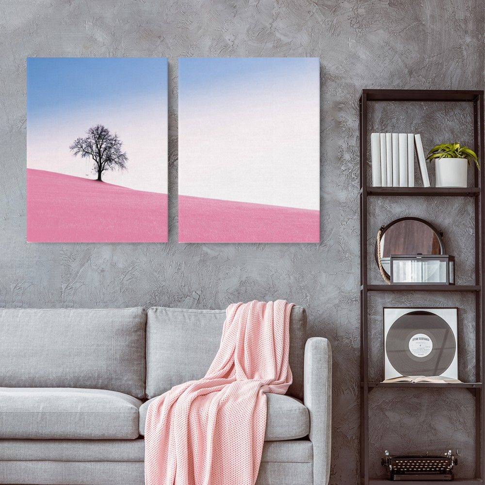 

Модульная картина из двух частей Розовое Поле 123x80 см