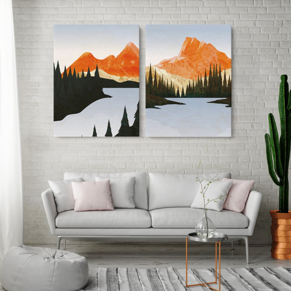 

Модульная картина из двух частей Заснеженные горы 93x60 см