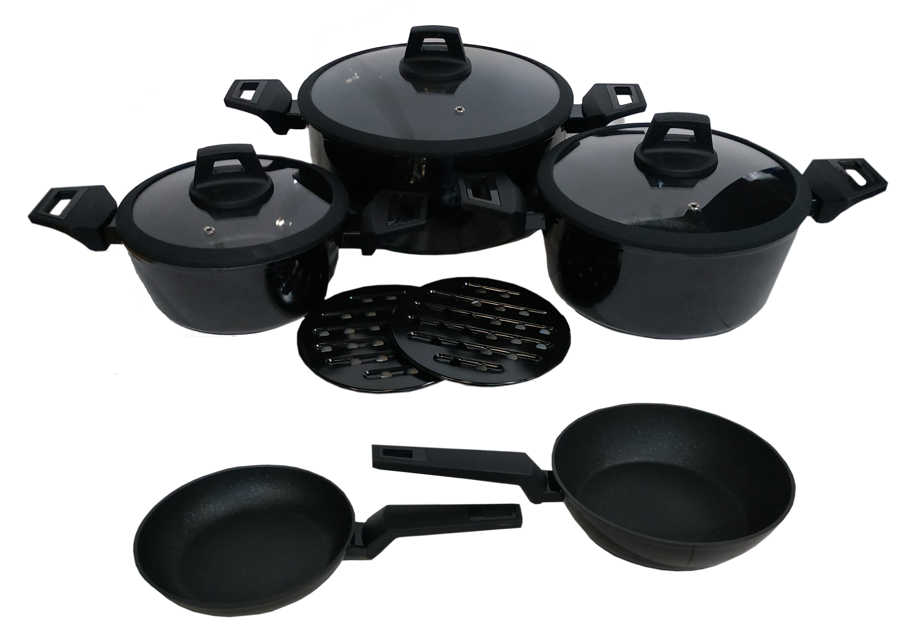 

Набор посуды из литого алюминия с мраморным покрытием Zurrichberg 10 предметов ZB-2060, многослойное дно, ручки не нагреваются