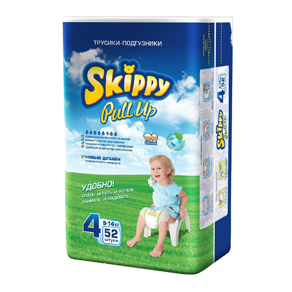 

Подгузники-трусики Skippy Pull Up Размер 4 9-14 кг 52 шт (6957931418210)