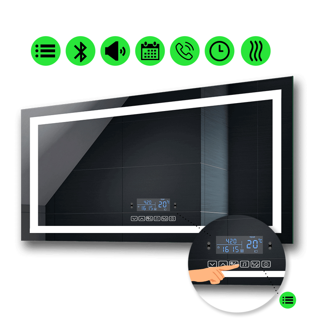 

Зеркало Karnet с Led-подсветкой, с мультиблоком и подогревом 100x60 см