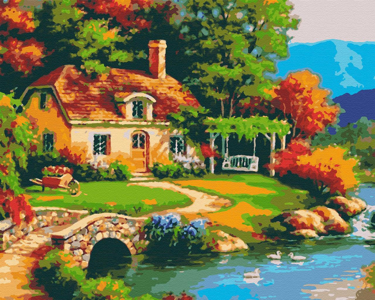 

Картина по номерам Пейзаж дома у реки,40*50 см, без коробки RB