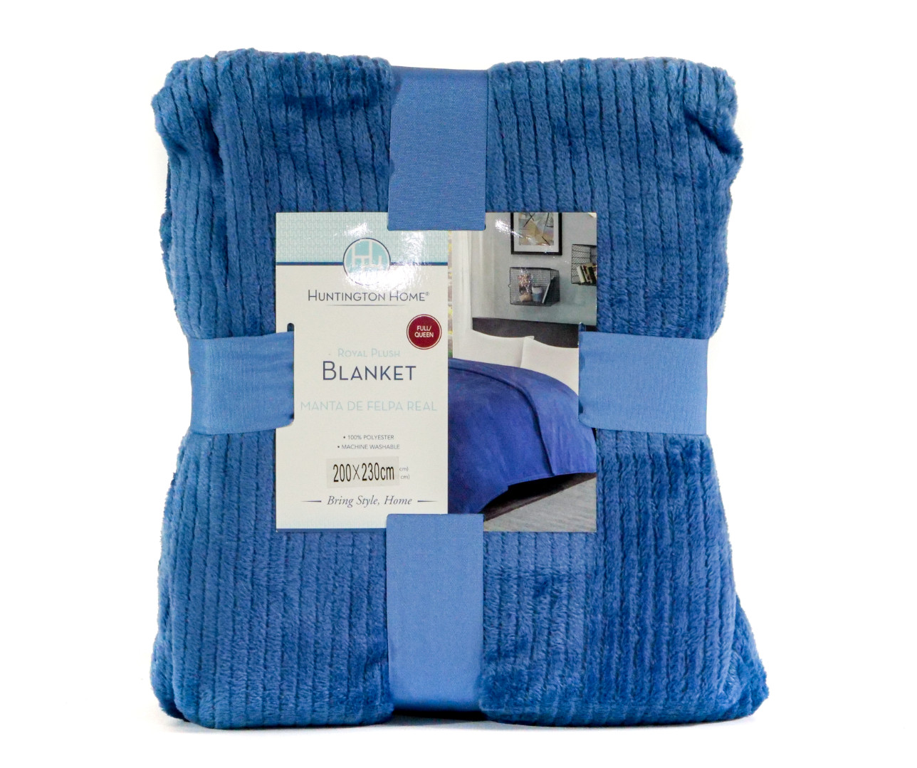 

Плед плюшевый Huntington Home Plush Blanket Королевский бархат 200x230 см Blue полоска