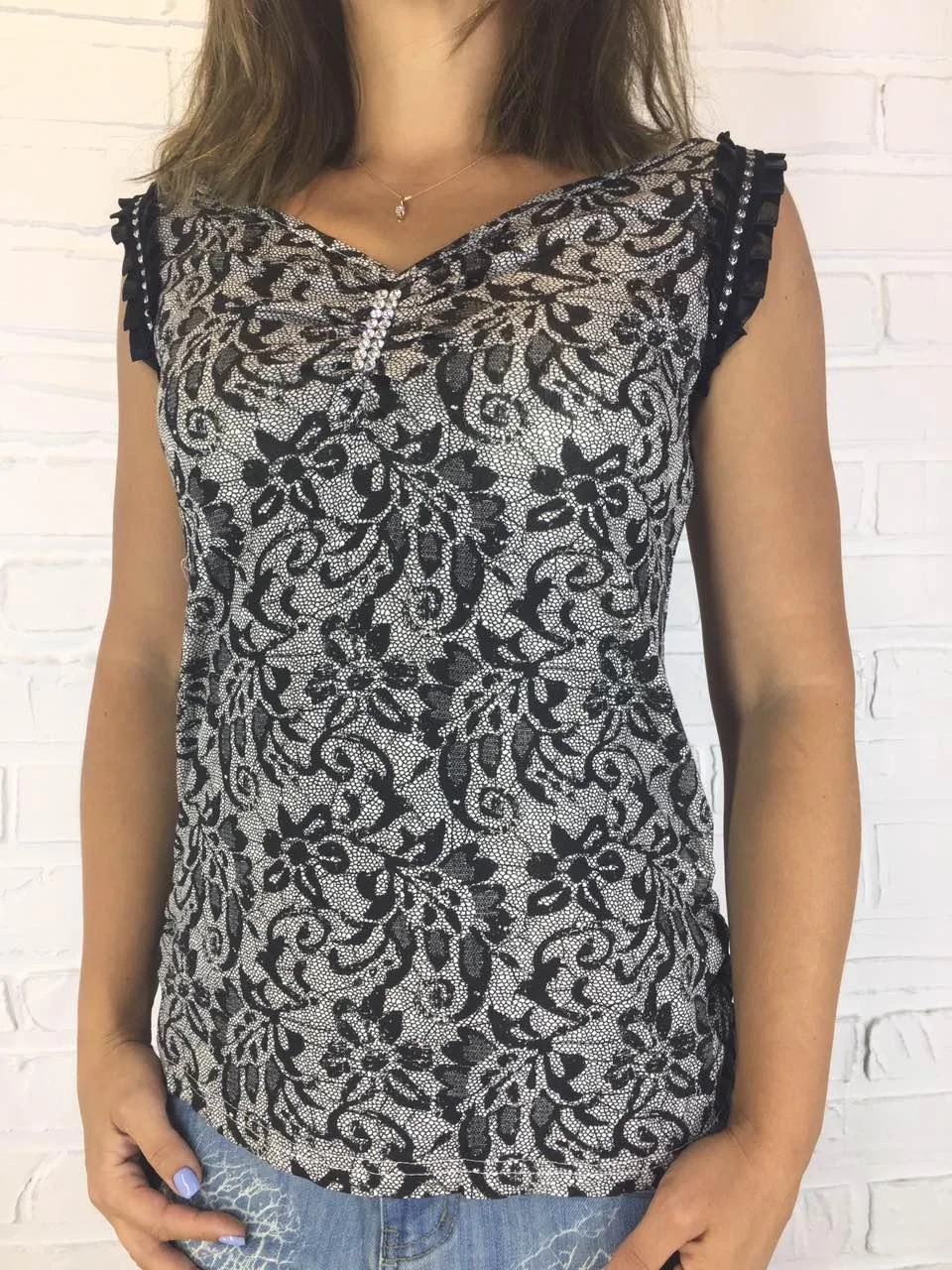 

Майка женская " Green" 7881 серо черная М;М, Майка женская " Green" 7881 серо черная М;М/L