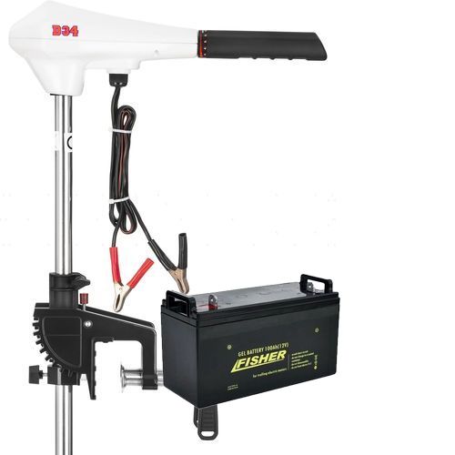 

Электромотор для лодки Haibo D-34lbs; 12V; GEL аккумулятор 12V; 90a/h. Лодочный электромотор Хайбо 34;