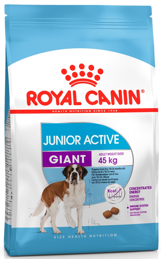 

Сухой Корм Для Активных Щенков Гигантских Пород от 8 до 18 мес Royal Canin Giant Junior Active 15 кг 3042150