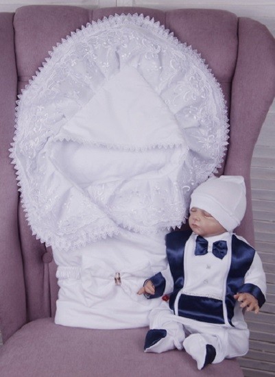 

Набор на выписку из роддома для малыша Brilliantbaby Волшебный белый с синим
