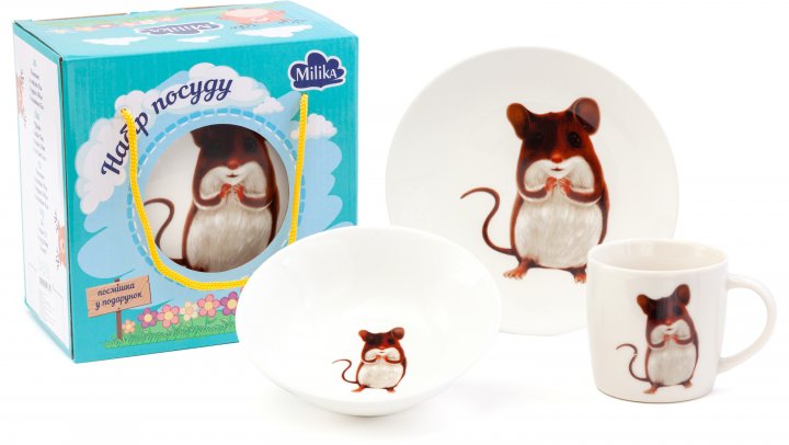 

Набір дитячого посуду Milika Cute Hamster 3 пр.