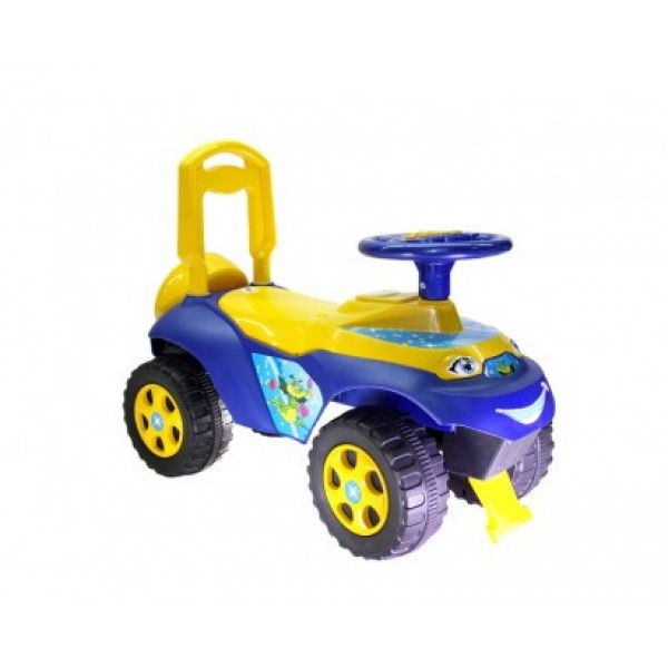 

Машинка-каталка Doloni Toys Автошка Синий/Желтый с музыкальными эффектами и родительской ручкой