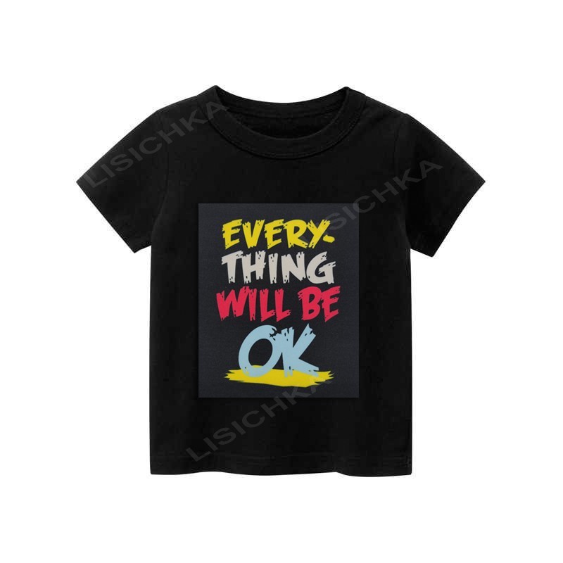

Футболка Foxstyle с надписью Everything will be ok, 122-128см, черная