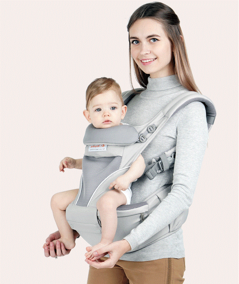 

Хипсит, Эрго-хипсит, Рюкзак переноска AiMama 2 в 1 HIP SEAT BABY CARRIER серый