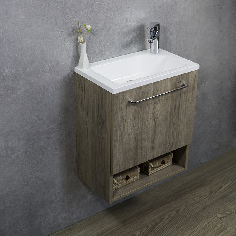 

Тумба Fancy Marble Ion подвесная дуб брунико с умывальником Jessica 50 см
