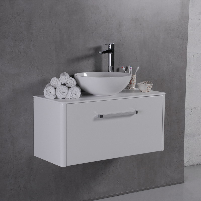 

Тумба Fancy Marble Fiji подвесная серая с умывальником Mona 90 см