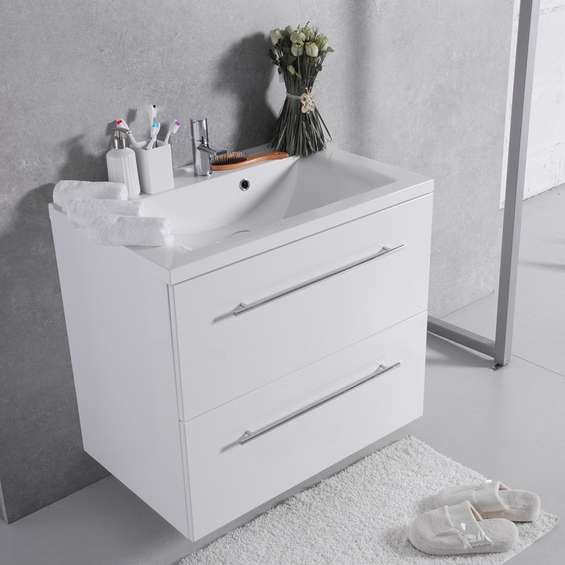 

Тумба Fancy Marble Goa подвесная дуб с умывальником Dallas 80 см