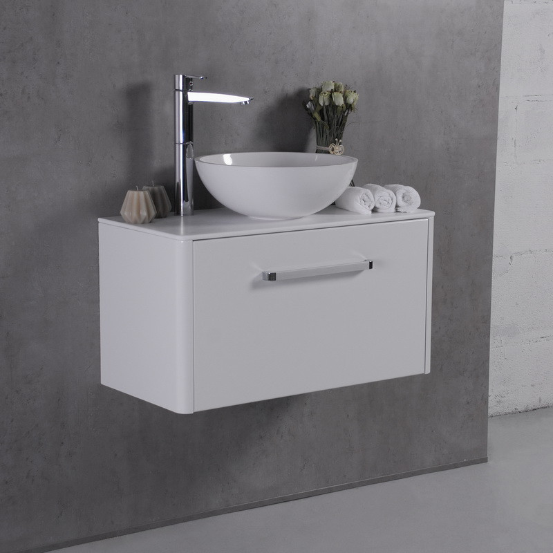

Тумба Fancy Marble Fiji подвесная серая с умывальником Mona 80 см