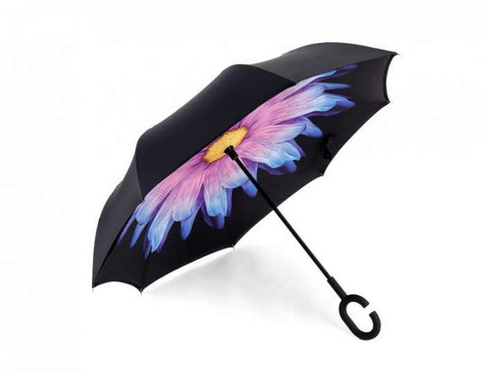 

Зонт Обратного Сложения Черный/с цветком