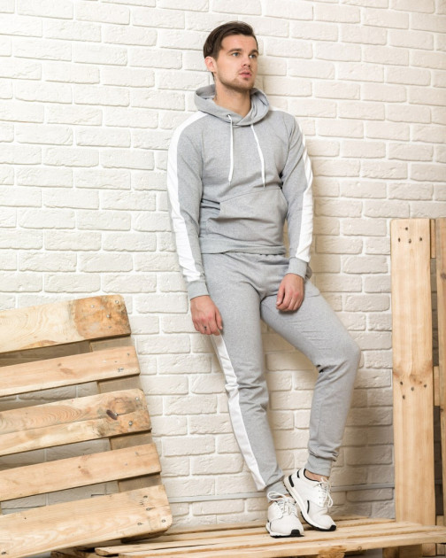

Спортивный костюм с лампасами мужской Серый, Худи + спортивные брюки Top Top M