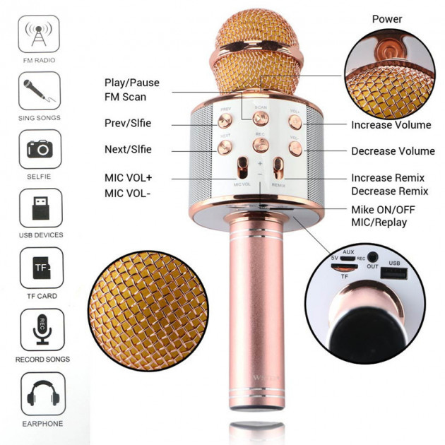 

Беспроводной Bluetooth микрофон для караоке KTV-858 Top Top (nk9491)