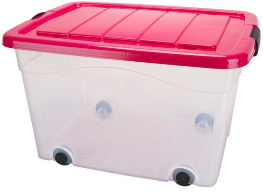 

Контейнер 60 л для хранения с крышкой на колесах ROLLER BOX красный KON-PLAST