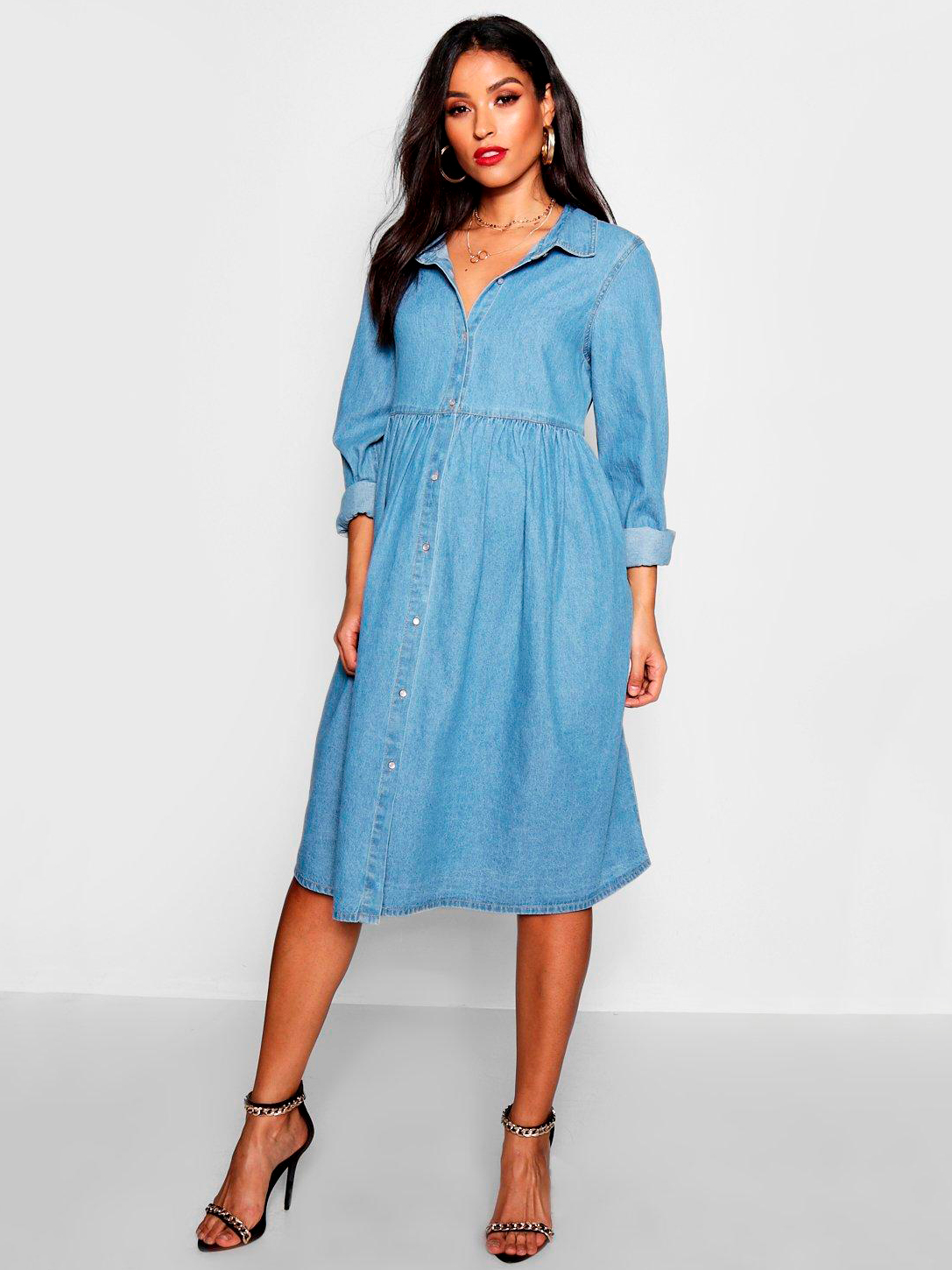 

Платье джинсовое для беременных Boohoo bh05330012 40 Голубое