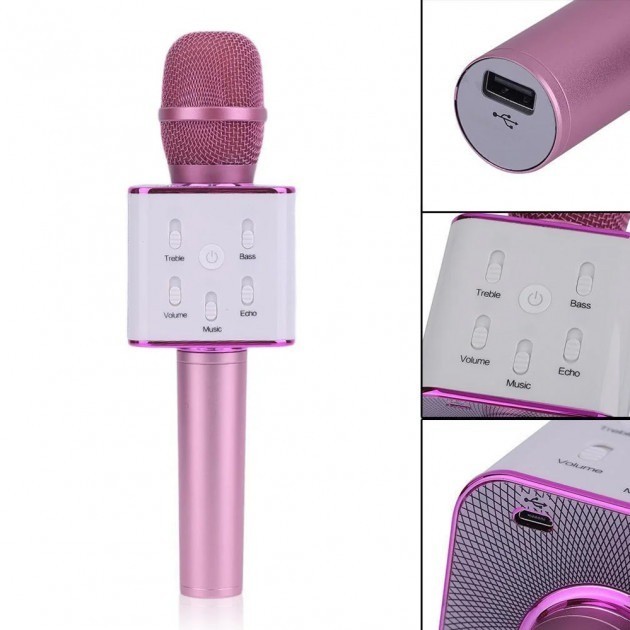 

Микрофон для караоке DM Karaoke Q7 Розовый