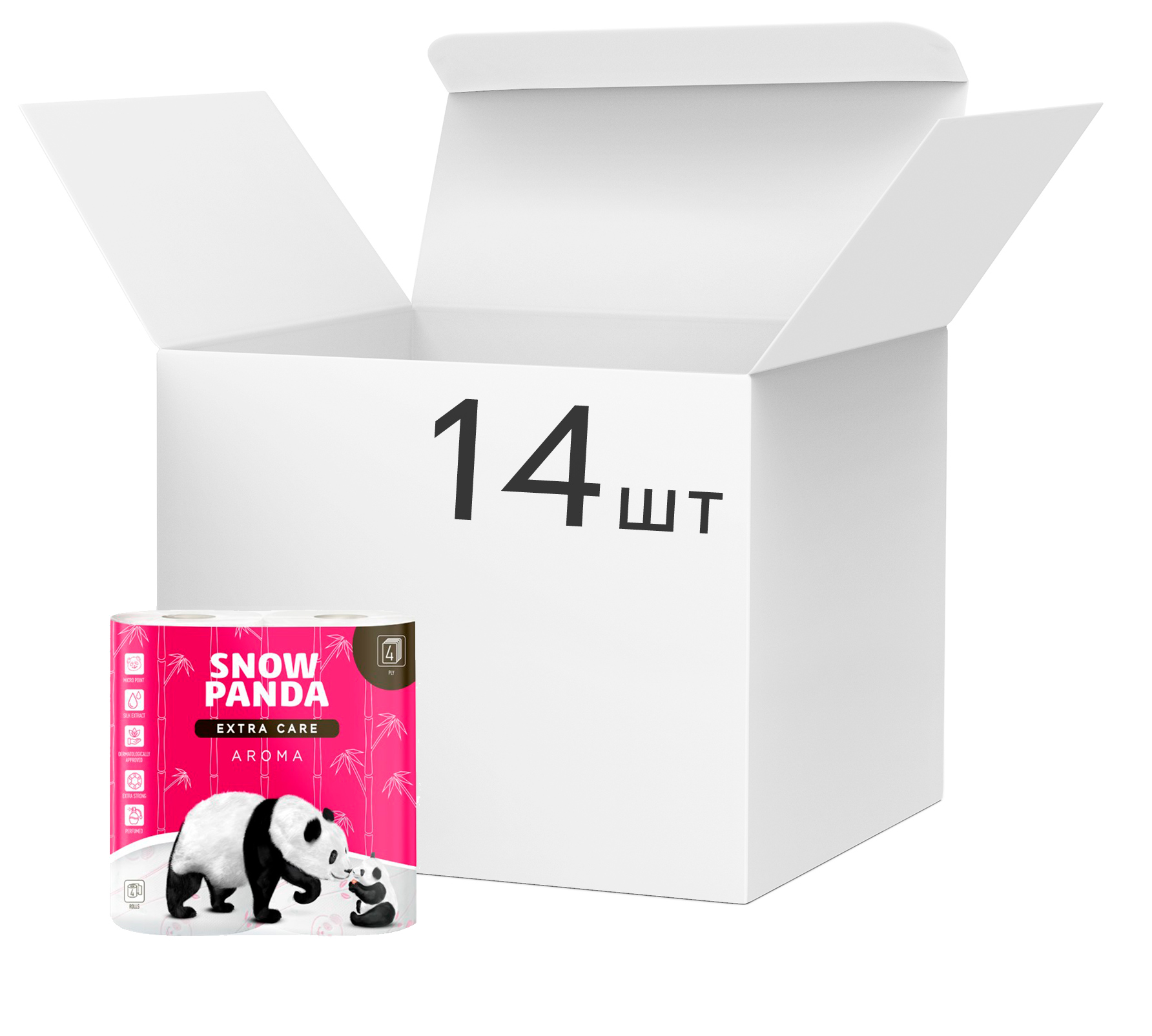 Акція на Упаковка туалетной бумаги Снежная панда Extra Care 14 пачек по 4 рулона Aroma (4820183970725) від Rozetka UA