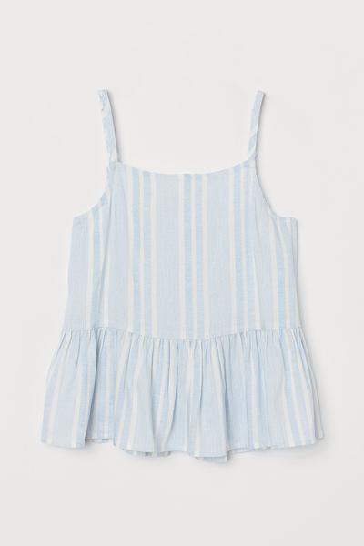 

Топ на бретелях с воланом H&M 170 (170/88) Голубой/Белая полоска