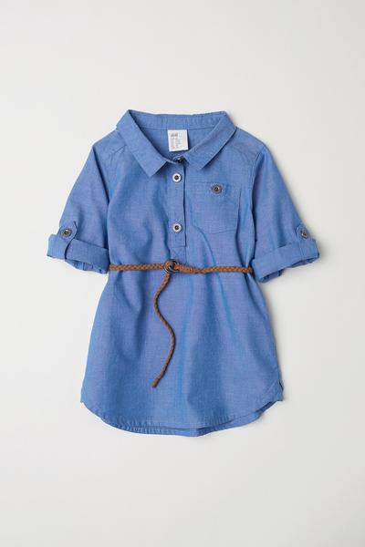 

Хлопковое платье-рубашка H&M 68 (66/48) Синий