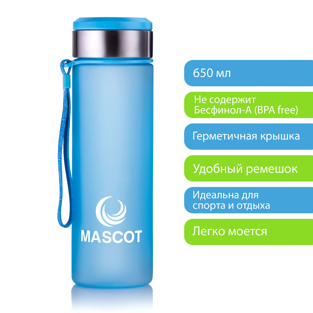 

Спортивная Бутылка MASCOT 650 мл Голубая