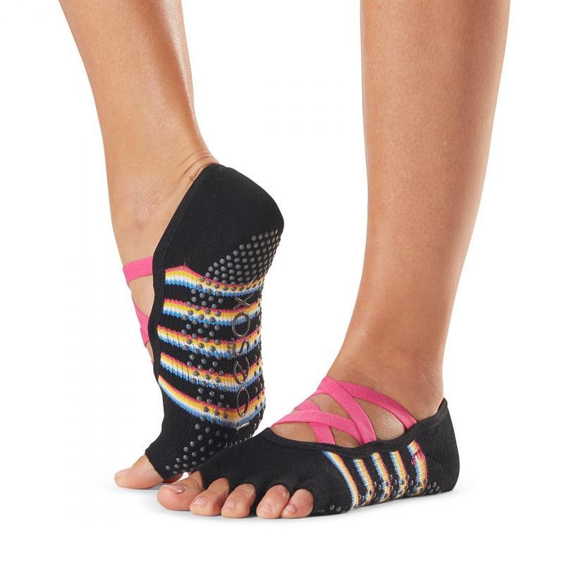 

Женские носки для йоги Toesox Half Toe Elle Grip Socks с открытыми пальцами M (39-42) Черные