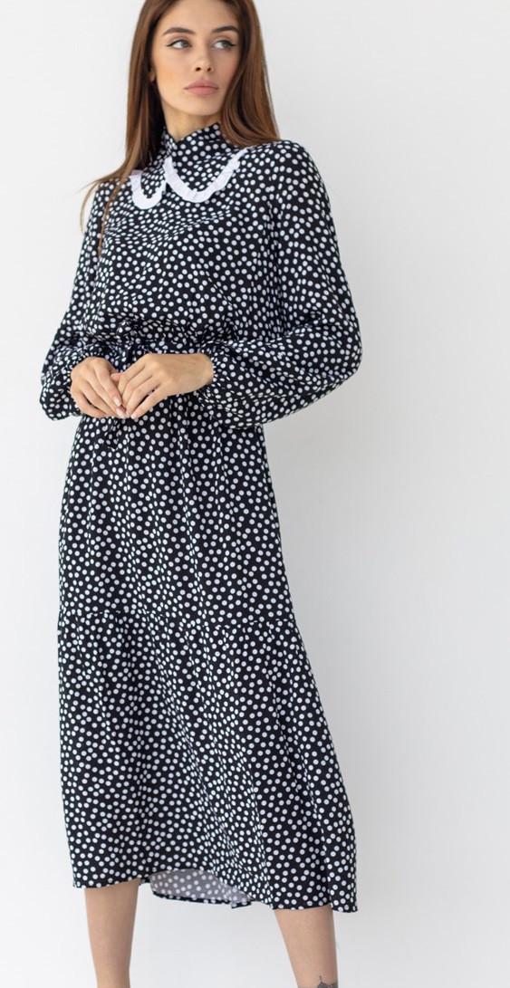 

Платье деми Wear me длинное с воротником  Чёрный 2w/19/29D, Платье деми Wear me длинное с воротником XL Чёрный 2w/19/29D