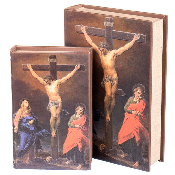 

Книга-шкатулка Распятие Иисуса набор 2 штуки Veronese 31634-BR-1182