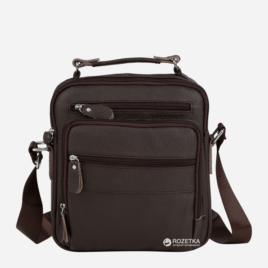 

Мужская кожаная сумка-мессенджер Tiding Bag M38-5112C Коричневая