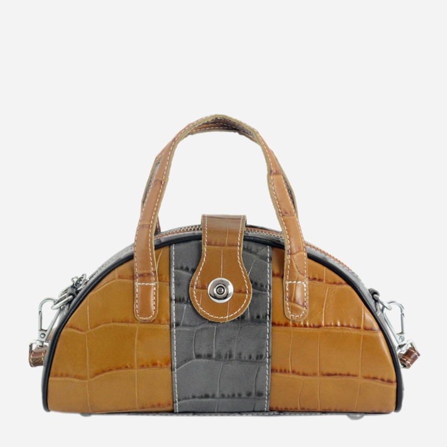 

Женская кожаная сумка Traum Sarloe 7316-06 Коричневая с серым