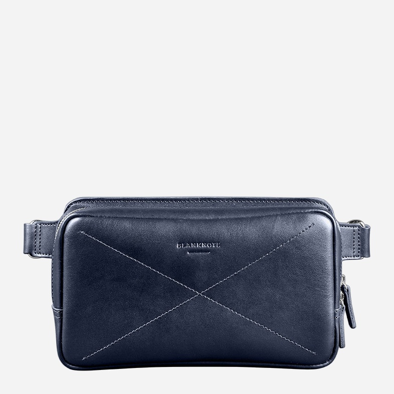 

Мужская кожаная сумка на пояс (бананка) BlankNote Dropbag Maxi BN-BAG-20-navy-blue Темно-синяя