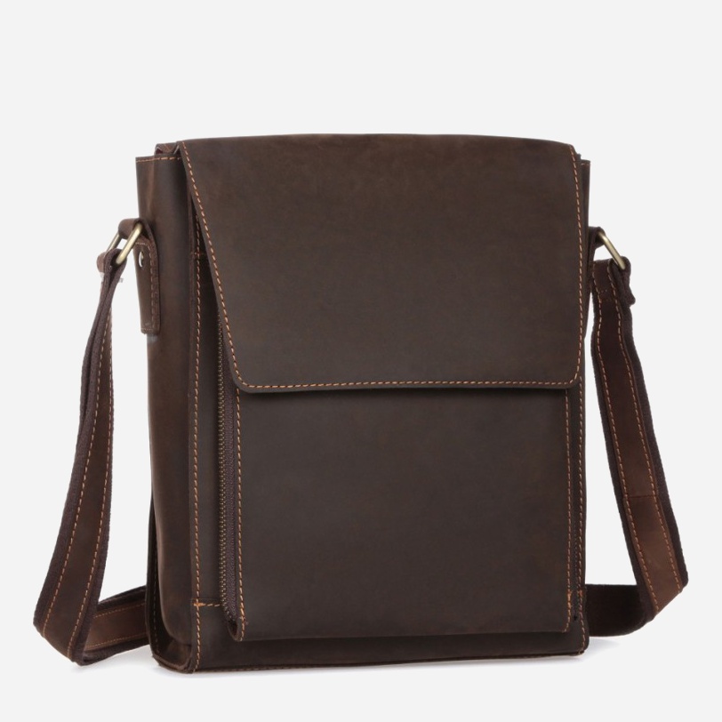 

Мужская кожаная сумка Tiding Bag 7055DB Коричневая
