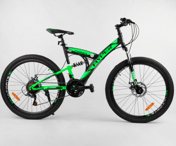 

Велосипед спортивный CORSO Hyper 29045, 26 дюймов, рама 16 дюймов, 21 скорость, Зеленый