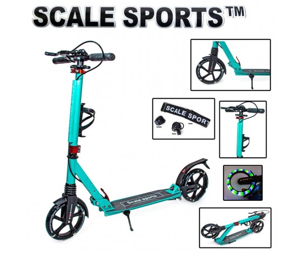 

Самокат Scale Sports SS20 с ручным тормозом, светящимися колесами, Бирюзовый