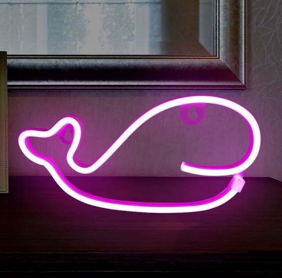 

Настенный неоновый светильник-ночник Кит Whale Decoration Lamp - Розовый