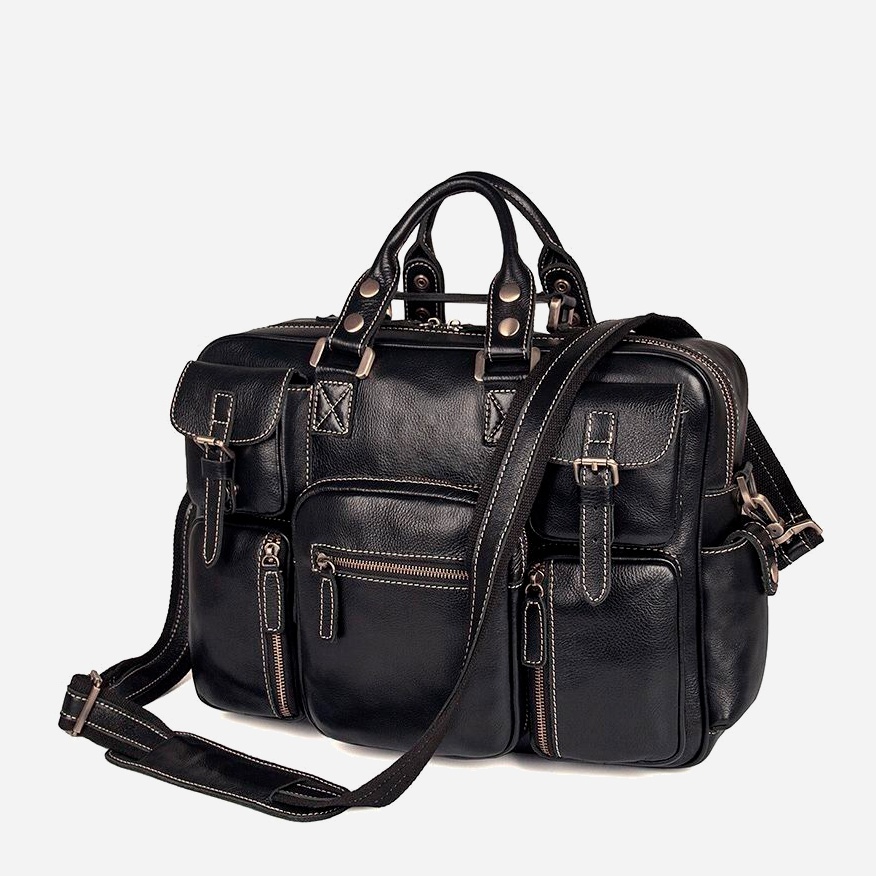 Акція на Шкіряна чоловіча сумка Vintage leather-14204 Чорна від Rozetka