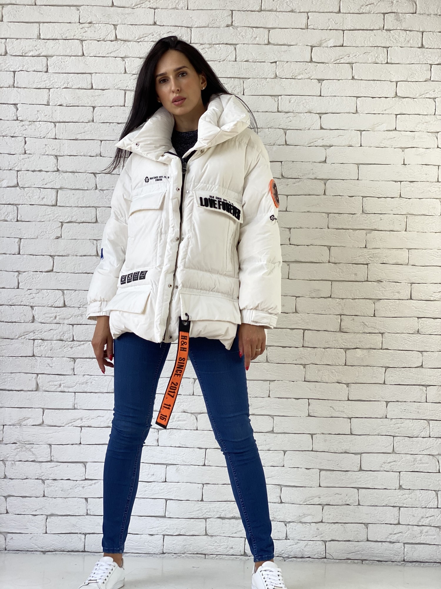 

Пуховик зимний MISHANG 18401 XL белый буквы